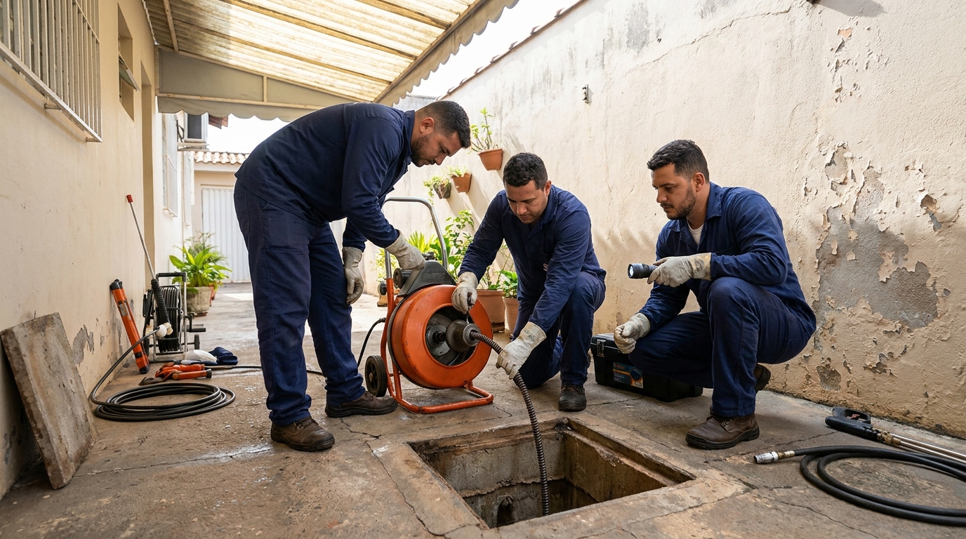 Desentupimento de esgoto com hidrojateamento em Sorocaba‑SP