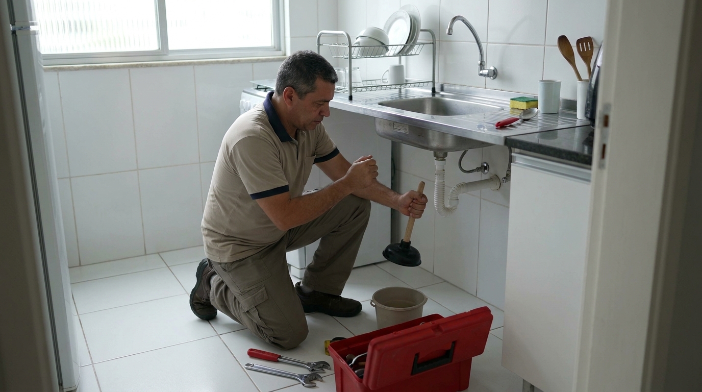 Desentupimento de pia residencial em Sorocaba‑SP