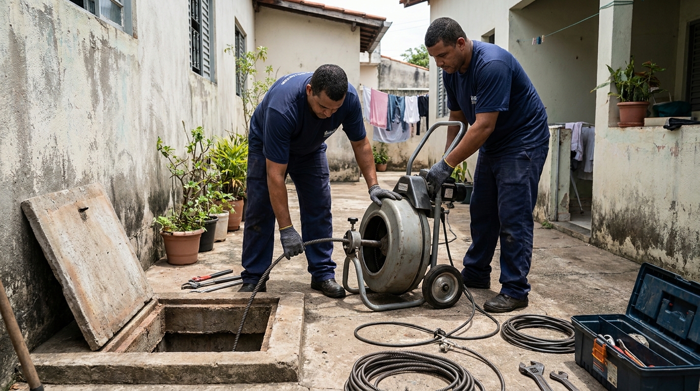 Desentupimento de rede de esgoto em Sorocaba‑SP